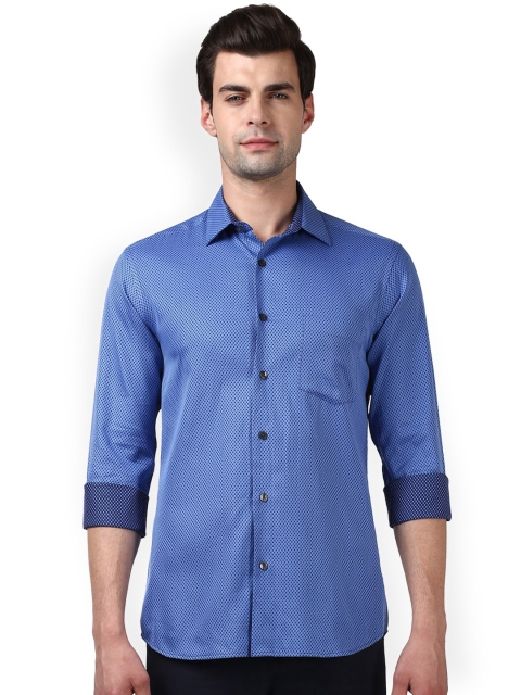 

ColorPlus Men Blue Tailored Fit Self Design Casual Shirt