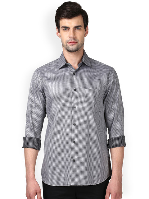 

ColorPlus Men Black & Grey Tailored Fit Printed Casual Shirt
