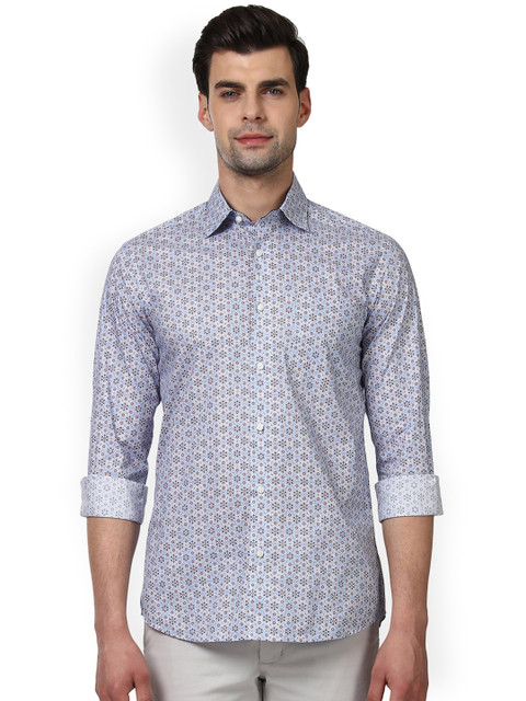 

ColorPlus Men Blue Tailored Fit Printed Casual Shirt