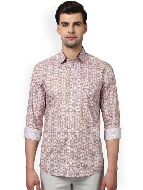 

ColorPlus Men Brown & Off-White Tailored Fit Printed Casual Shirt