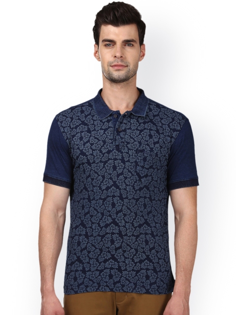 

ColorPlus Men Blue Printed Polo Collar T-shirt