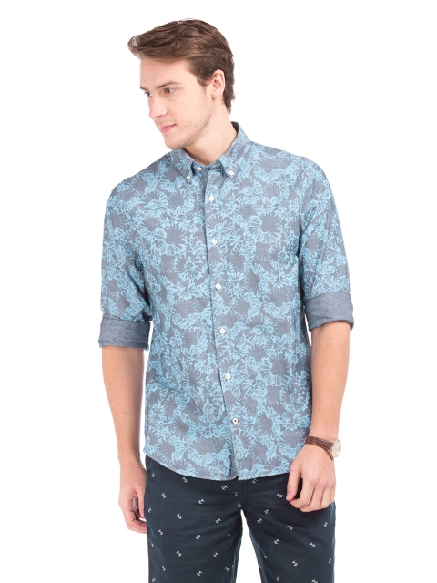 

Nautica Men Blue Slim Fit Printed Casual Shirt
