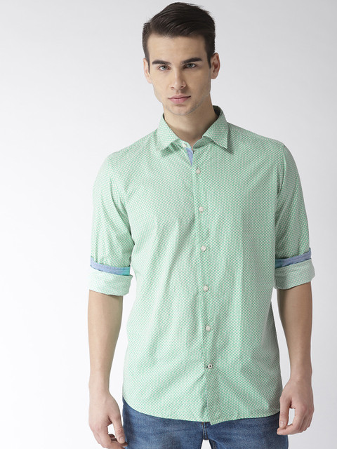 

Nautica Men Green Tailored Fit Printed Casual Shirt