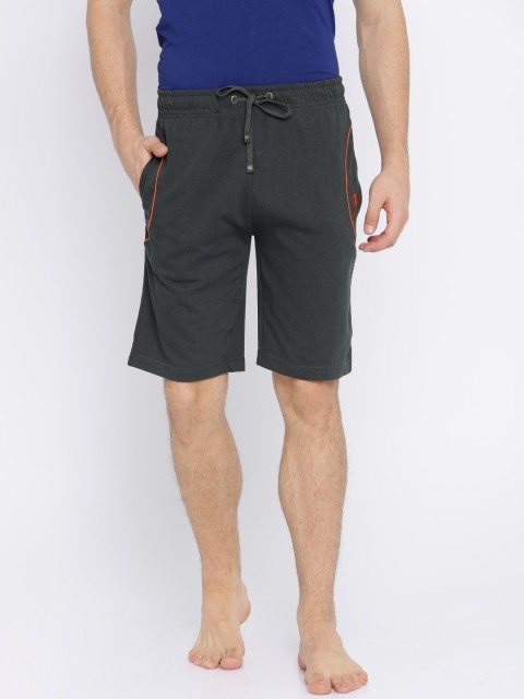 

U.S. Polo Assn. Men Charcoal Grey Solid Lounge Shorts