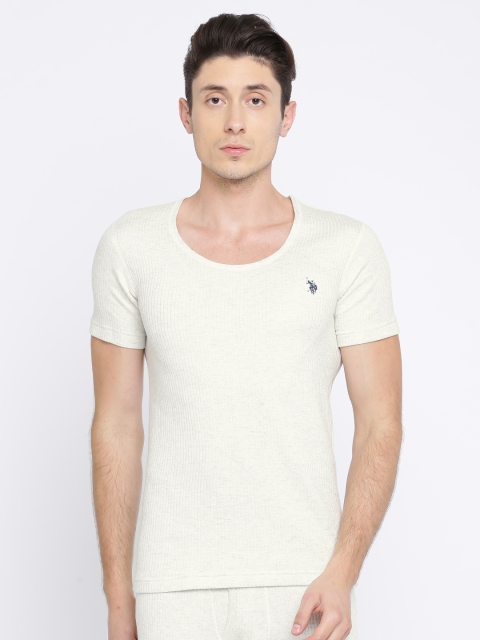 

U.S. Polo Assn. Men Off-White Striped Thermal T-shirt I618-283-PL