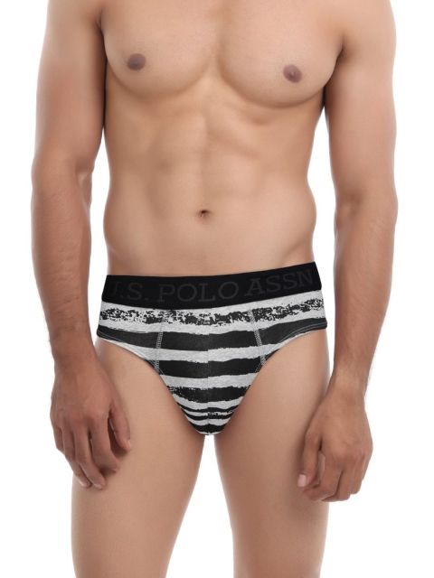 

U.S. Polo Assn. Men Assorted Striped Briefs I615-615-PR, Black