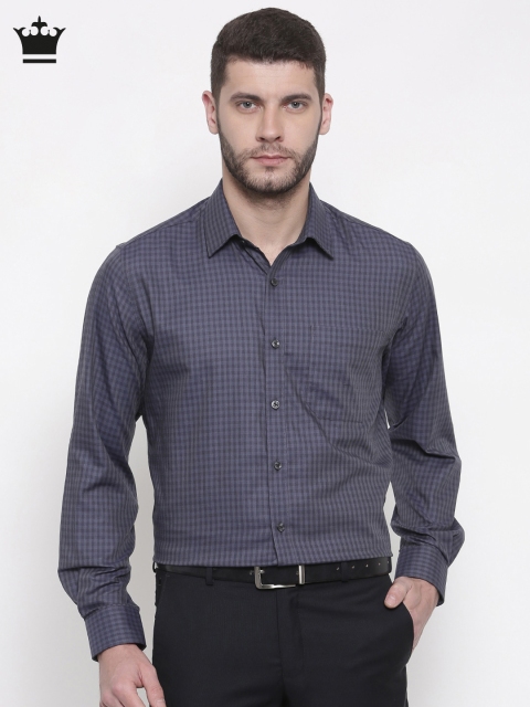 

Louis Philippe Men Navy Blue Milano Fit Checked Formal Shirt
