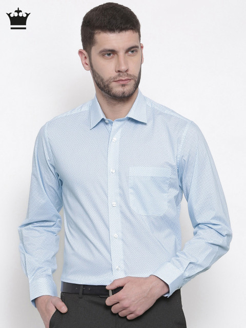 

Louis Philippe Men Blue & White Milano Fit Printed Formal Shirt