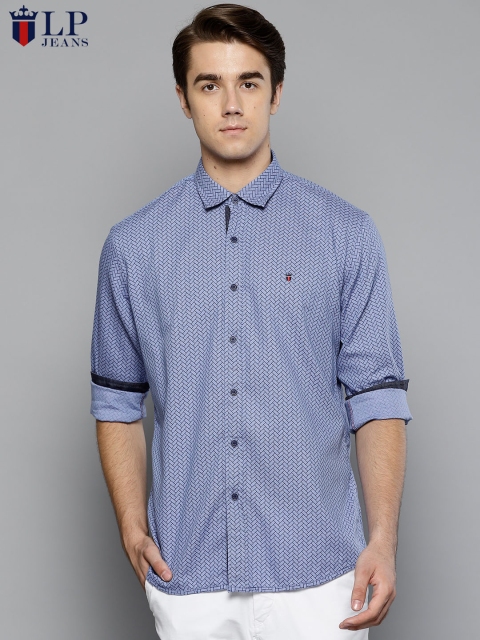 

Louis Philippe Jeans Men Blue Jermyn Tailored Fit Printed Casual Shirt