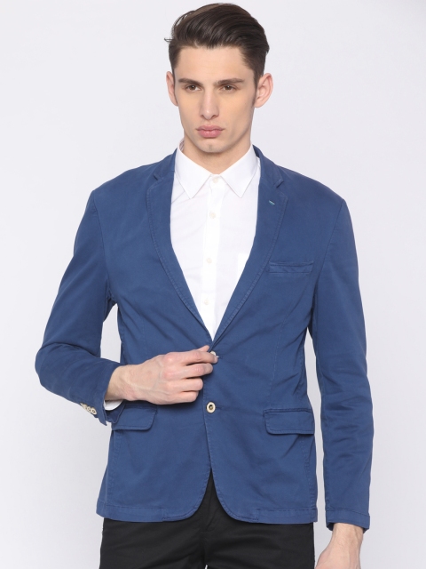 

Park Avenue Men Blue Slim Fit Single-Breasted Casual Blazer