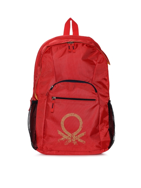 

United Colors of Benetton Men Red Brand Logo Backpack