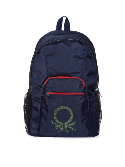 

United Colors of Benetton Men Navy Blue Brand Logo Backpack