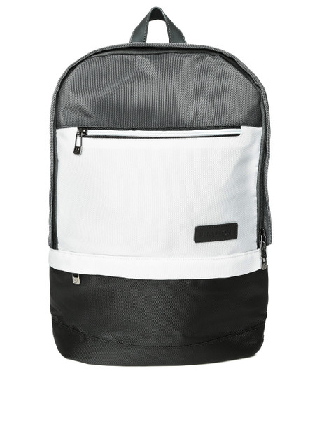 

United Colors of Benetton Men Grey & Off-White Colourblocked Laptop Backpack