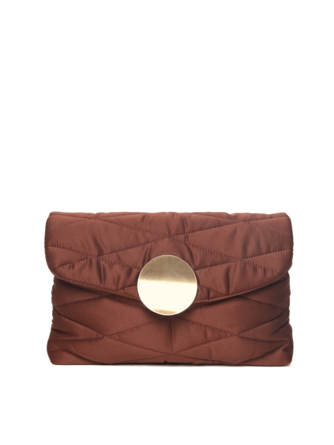 

MANGO Brown Quilted Purse Clutch