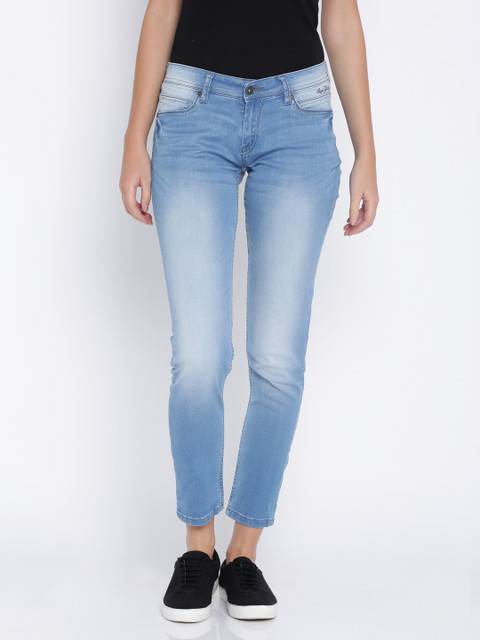 

Pepe Jeans Women Blue Relaxed Fit Mid-Rise Clean Look Stretchable Jeans
