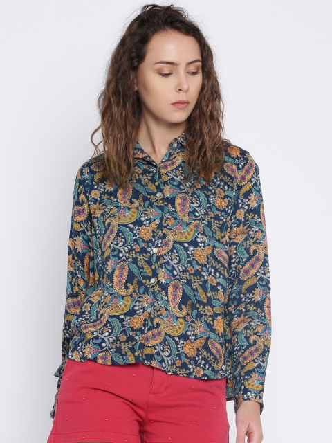 

Pepe Jeans Women Navy Blue Regular Fit Printed Casual Shirt