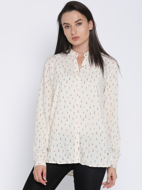 

Pepe Jeans Women Cream-Coloured Regular Fit Printed Casual Shirt