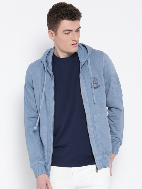 

Monte Carlo Men Blue Solid Hooded Sweatshirt