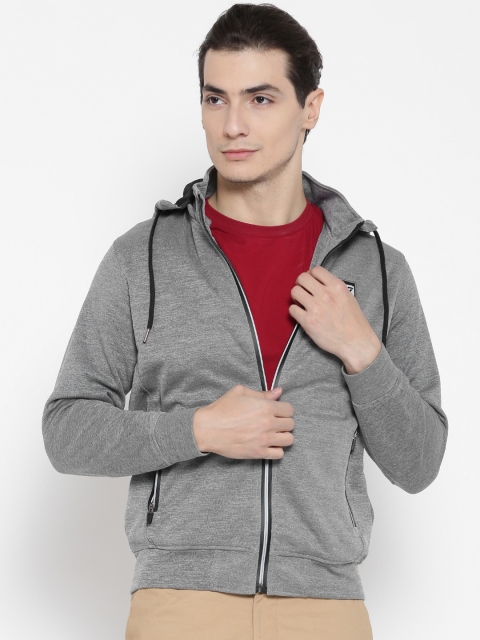 

Monte Carlo Men Grey Melange Solid Sweatshirt with Detachable Hood