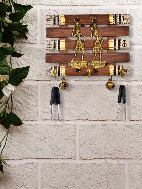 

ExclusiveLane Dhokra & Warli Work Key Holder, Brown