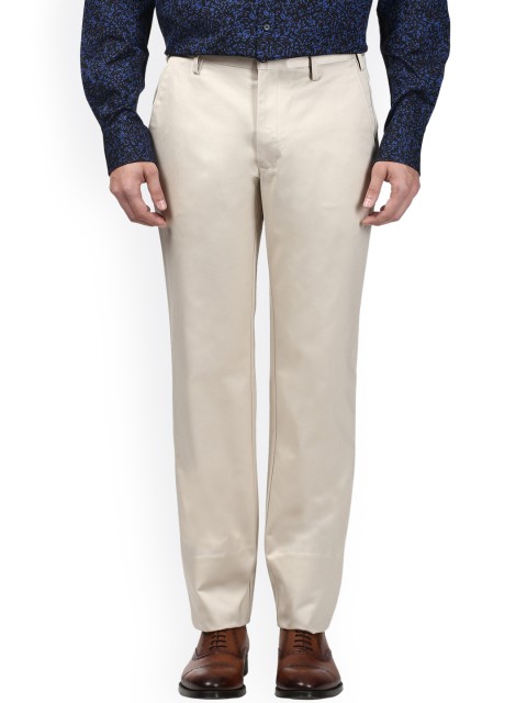 

Park Avenue Men Beige Slim Fit Solid Formal Trousers