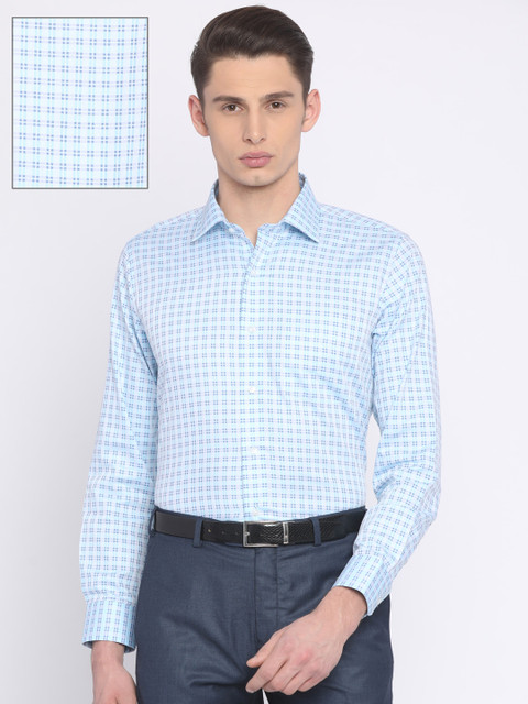

Van Heusen Men Blue Slim Fit Checked Formal Shirt
