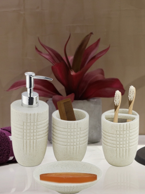 

Shresmo Set of 4 Off-white Textured Bath Accessories