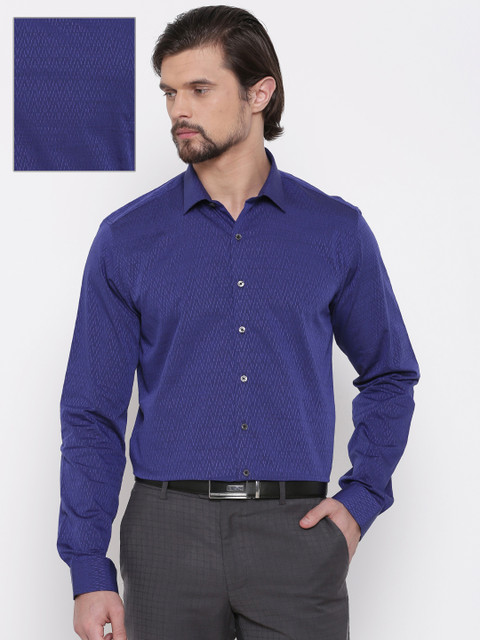 

Van Heusen Men Blue Regular Fit Self Design Formal Shirt