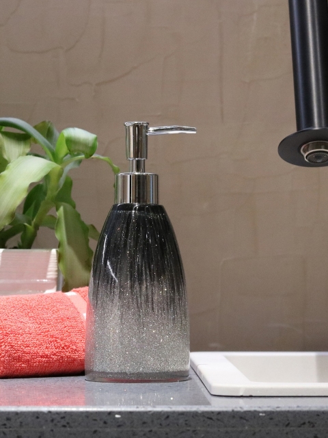 

Shresmo Black & Grey Printed Liquid Soap Dispenser