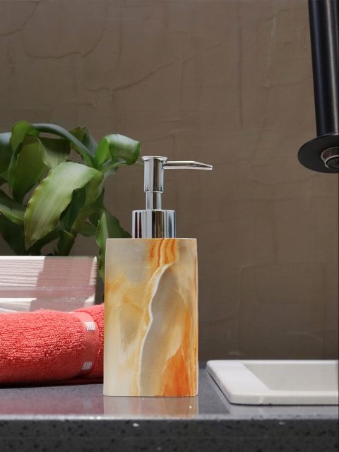

Shresmo Orange & Grey Printed Liquid Soap Dispenser
