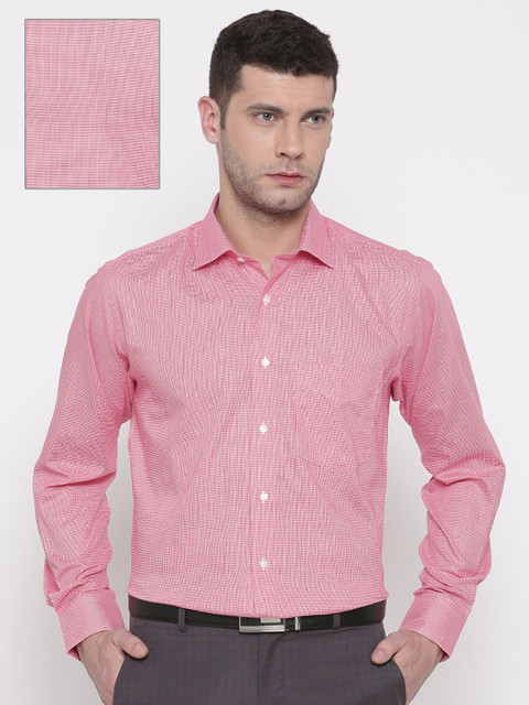 

Van Heusen Men Pink Custom Fit Self-Design Formal Shirt
