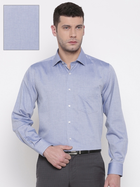 

Van Heusen Men Blue Custom Regular Fit Self Design Formal Shirt