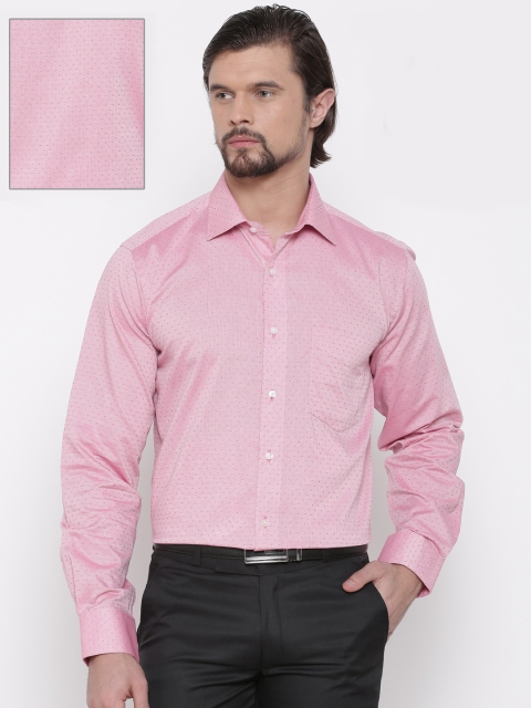 

Van Heusen Men Pink Custom Regular Fit Self Design Semiformal Shirt