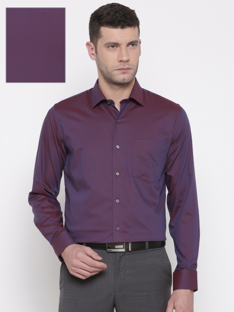 

Van Heusen Men Magenta & Blue Slim Fit Self Design Formal Shirt