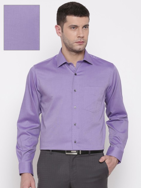 Van Heusen Men Purple Regular Fit Self Design Formal Shirt