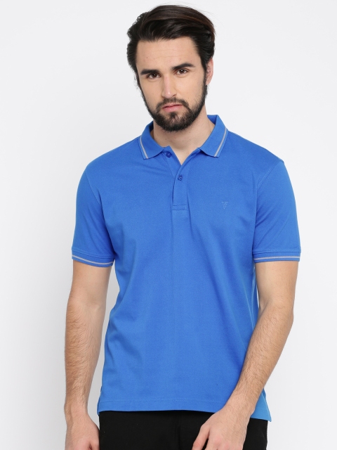 

Van Heusen Men Blue Solid Polo Collar T-shirt