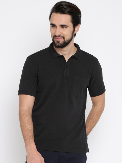 

Van Heusen Men Black Solid Polo Collar T-shirt