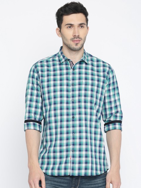 

Nature Casuals Men Blue & Green Slim Fit Checked Casual Shirt