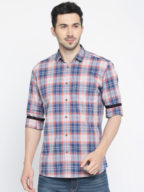 

Nature Casuals Men Blue & Grey Slim Fit Checked Casual Shirt