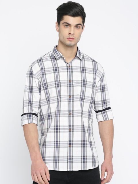 

Nature Casuals Men White & Charcoal Grey Slim Fit Printed Casual Shirt