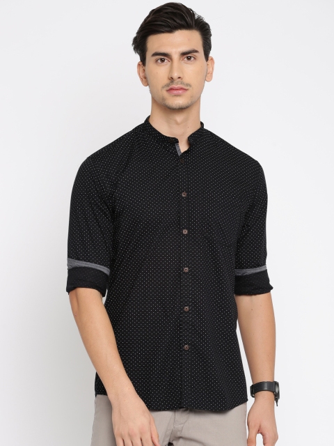 

British Club Men Black Slim Fit Printed Casual Shirt