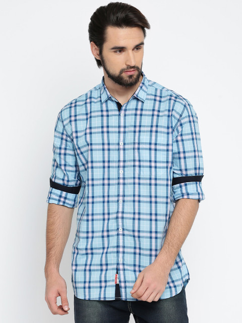 

Nature Casuals Men Blue Slim Fit Checked Casual Shirt