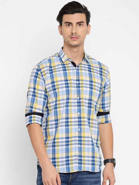 

Nature Casuals Men Blue & White Slim Fit Checked Casual Shirt