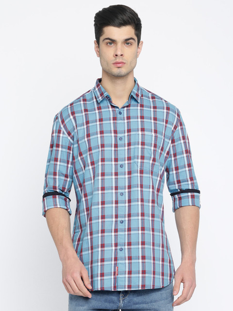 

Nature Casuals Men Blue & Maroon Slim Fit Checked Casual Shirt