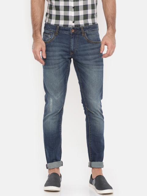 

American Bull Men Blue Skinny Fit Low-Rise Mildly Distressed Stretchable Jeans