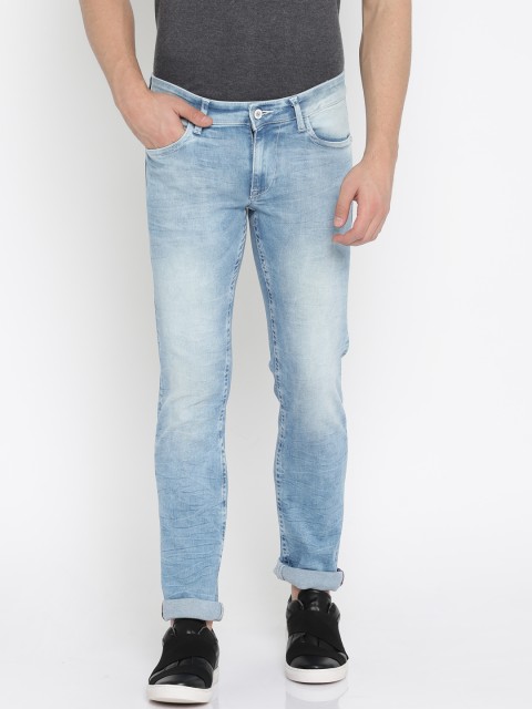 

American Bull Men Blue Slim Fit Low-Rise Clean Look Stretchable Jeans