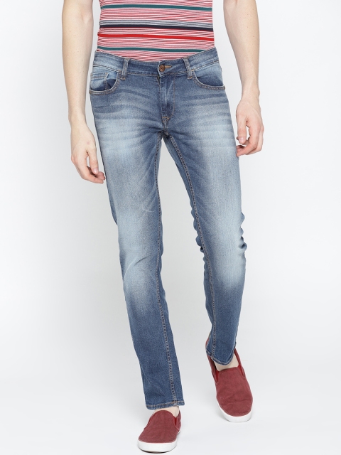 

American Bull Men Blue Slim Fit Low-Rise Mildly Distressed Stretchable Jeans