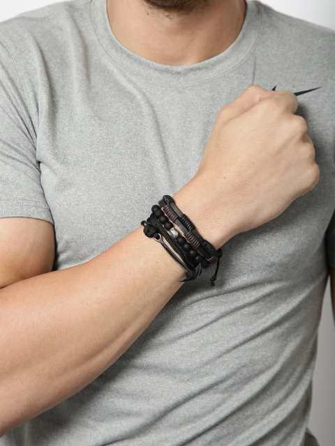 

UNKNOWN by Ayesha Men Set of 3 Bracelets, Black
