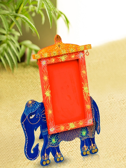 

ExclusiveLane Blue & Orange Hand-Painted Elephant Photo Frame