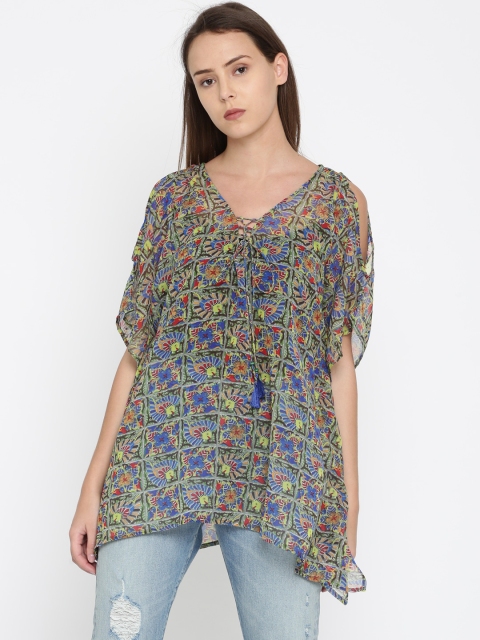 

The Kaftan Company Women Blue Printed Kaftan Top